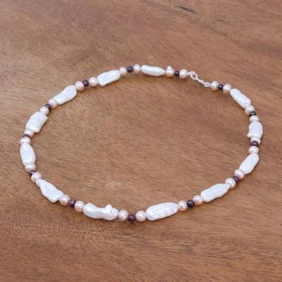 Alternate image for Womens Pearl and Garnet Necklace Passion and Purity