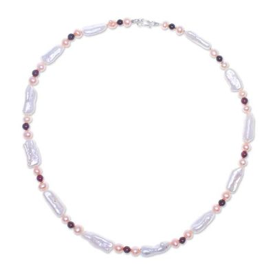 Alternate image for Womens Pearl and Garnet Necklace Passion and Purity