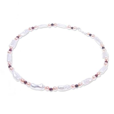 Alternate image for Womens Pearl and Garnet Necklace Passion and Purity