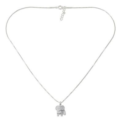Alternate image for Thai Sterling Silver Elephant Relief Pendant Necklace Always Elegant