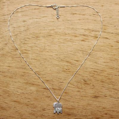 Alternate image for Thai Sterling Silver Elephant Relief Pendant Necklace Always Elegant