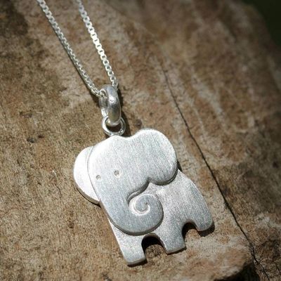Alternate image for Thai Sterling Silver Elephant Relief Pendant Necklace Always Elegant