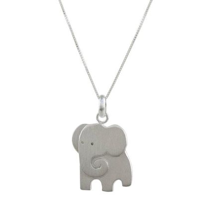 Alternate image for Thai Sterling Silver Elephant Relief Pendant Necklace Always Elegant