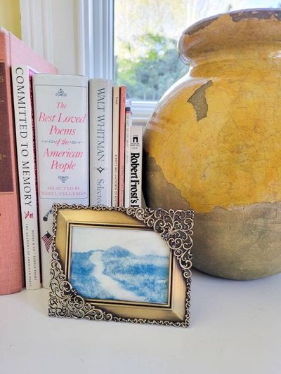 Primary image for Framed Cyanotype Blue Dune Path in Ornate Gold Baroque Frame