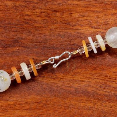 Alternate image for Jade Glass and Quartz Beaded Necklace from Thailand Moonlight Discs