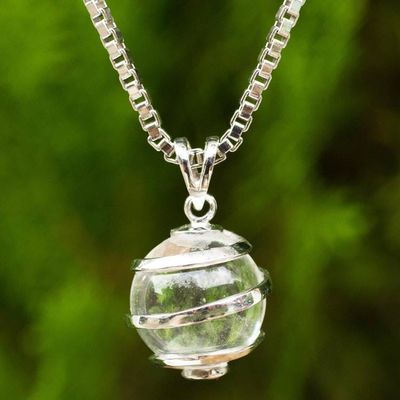 Primary image for Thai Sterling Silver Necklace with Crystalline Quartz Crystalline Spin
