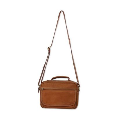 Alternate image for Handcrafted Leather Sling in Sepia from Thailand Ready in Sepia