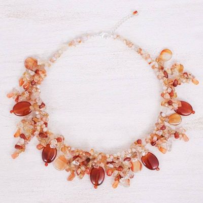 Alternate image for Thai Carnelian and Quartz Beaded Necklace Sea Candy in Orange