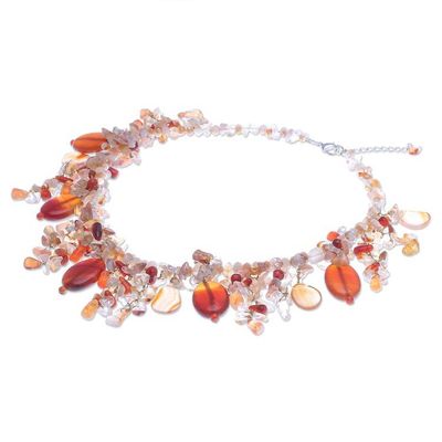 Alternate image for Thai Carnelian and Quartz Beaded Necklace Sea Candy in Orange
