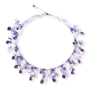 Alternate image for Cultured Pearl and Glass Beaded Waterfall Statement Necklace Purple Splendor