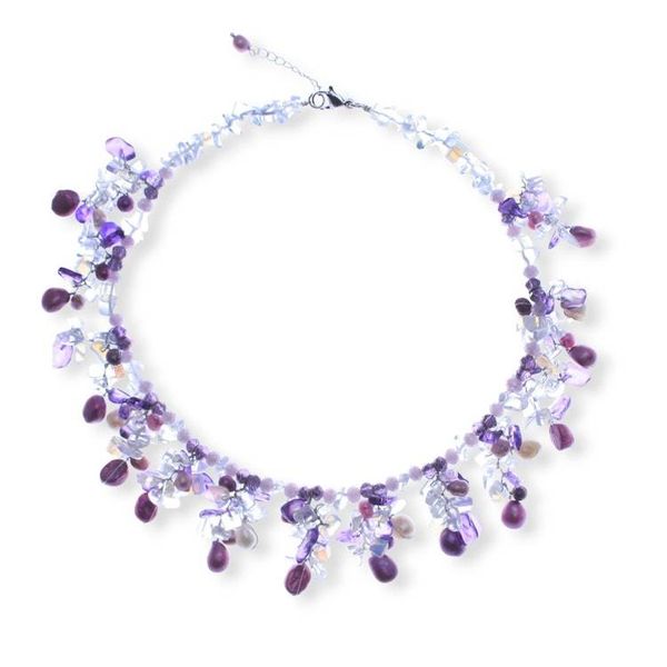 Alternate image for Cultured Pearl and Glass Beaded Waterfall Statement Necklace Purple Splendor