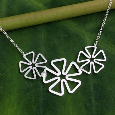 Primary image for Fair Trade Sterling Silver Necklace Blossoming Trio