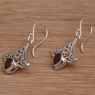 Alternate image for Balinese Garnet and Sterling Silver Dangle Earrings Crimson Crown