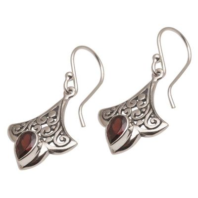 Alternate image for Balinese Garnet and Sterling Silver Dangle Earrings Crimson Crown