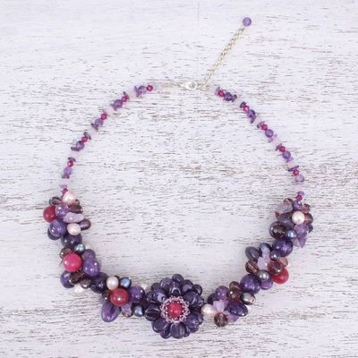 Primary image for Beaded Amethyst and Pearl Necklace Fireside