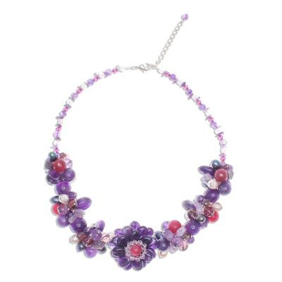 Alternate image for Beaded Amethyst and Pearl Necklace Fireside