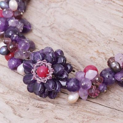 Alternate image for Beaded Amethyst and Pearl Necklace Fireside
