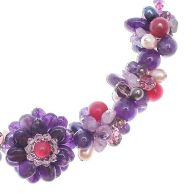 Alternate image for Beaded Amethyst and Pearl Necklace Fireside