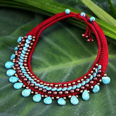 Alternate image for Beaded Turquoise Colored Necklace Alive