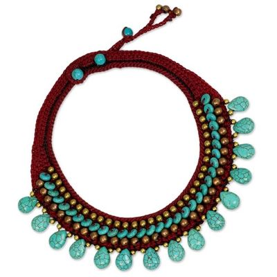 Alternate image for Beaded Turquoise Colored Necklace Alive