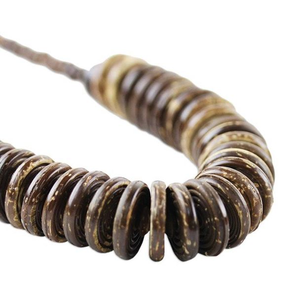 Alternate image for Handcrafted Coconut Shell Beaded Necklace Natural Coco