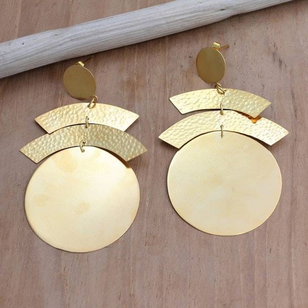Alternate image for Hand Crafted Gold-Plated Dangle Earrings from Indonesia Shine Throughout