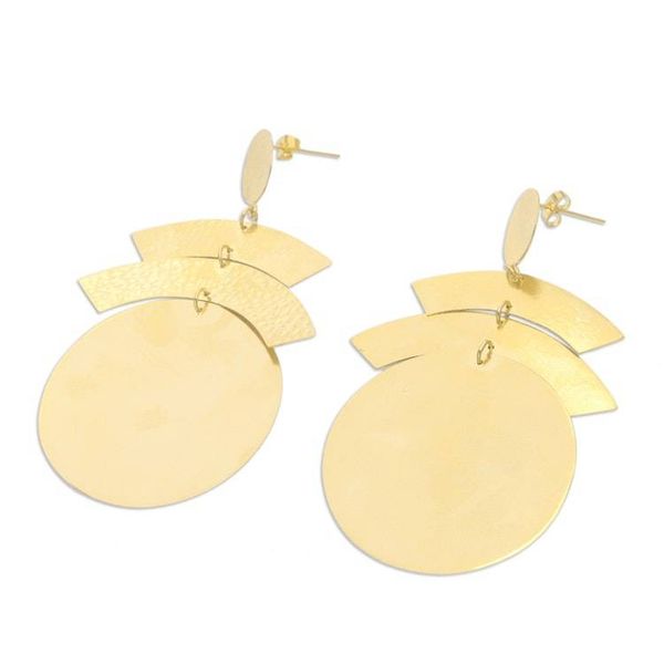 Alternate image for Hand Crafted Gold-Plated Dangle Earrings from Indonesia Shine Throughout
