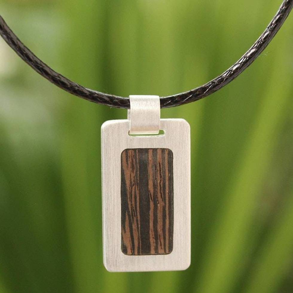 Men's Wood Pendant Necklace 'Urban Hero'