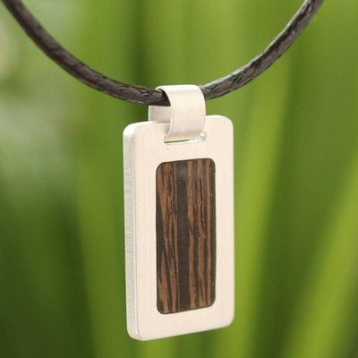 Alternate image for Mens Wood Pendant Necklace Urban Hero