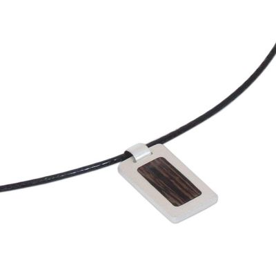Alternate image for Mens Wood Pendant Necklace Urban Hero