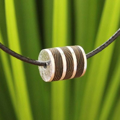Alternate image for Wood Cord Pendant Necklace with Sterling Silver Forest Hero