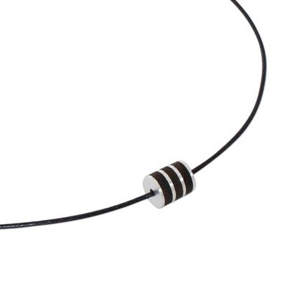 Alternate image for Wood Cord Pendant Necklace with Sterling Silver Forest Hero