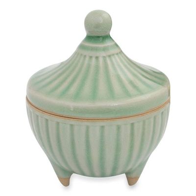 Alternate image for Handcrafted Green Thai Celadon Jar and Lid Temple Spire