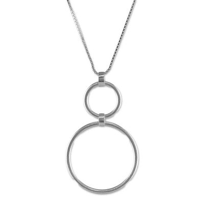 Alternate image for Sterling Silver Two Circles Pendant Necklace from Thailand Cycles
