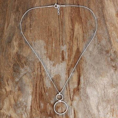 Alternate image for Sterling Silver Two Circles Pendant Necklace from Thailand Cycles