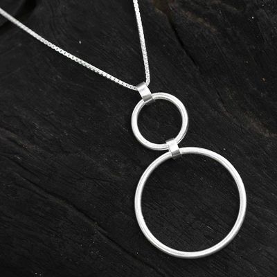 Alternate image for Sterling Silver Two Circles Pendant Necklace from Thailand Cycles