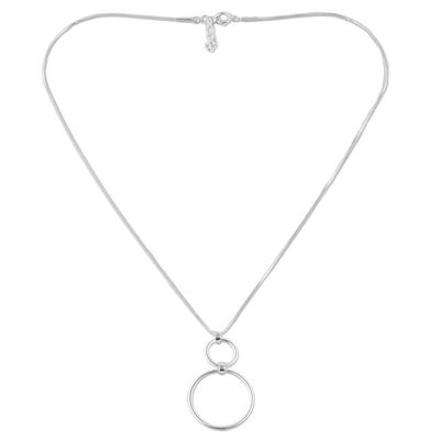 Alternate image for Sterling Silver Two Circles Pendant Necklace from Thailand Cycles