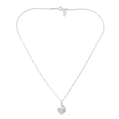 Alternate image for Sterling Silver Heart Shaped Pendant Necklace from Thailand Music of the Heart