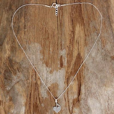 Alternate image for Sterling Silver Heart Shaped Pendant Necklace from Thailand Music of the Heart