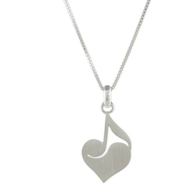 Alternate image for Sterling Silver Heart Shaped Pendant Necklace from Thailand Music of the Heart