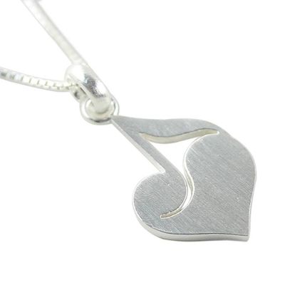 Alternate image for Sterling Silver Heart Shaped Pendant Necklace from Thailand Music of the Heart