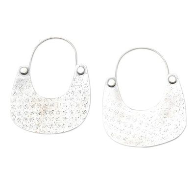 Alternate image for Artisan Crafted Sterling Silver Hoop Earrings Vintage Tote in Silver