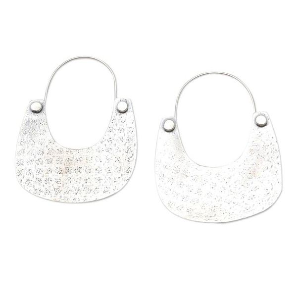 Alternate image for Artisan Crafted Sterling Silver Hoop Earrings Vintage Tote in Silver