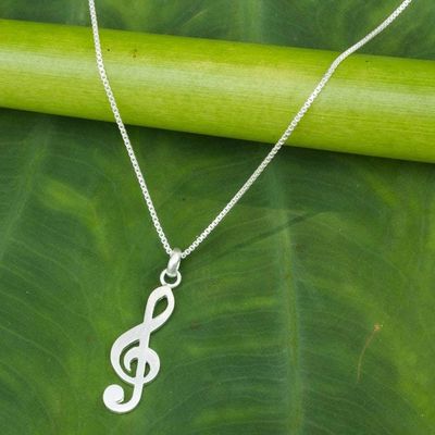Alternate image for Music Key Sterling Silver Thai Necklace Song of Love