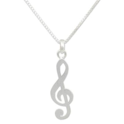 Alternate image for Music Key Sterling Silver Thai Necklace Song of Love