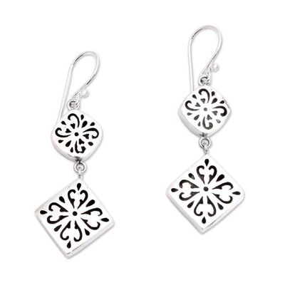 Alternate image for Curl Motif Sterling Silver Dangle Earrings from Bali Royal Curls