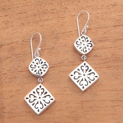 Alternate image for Curl Motif Sterling Silver Dangle Earrings from Bali Royal Curls