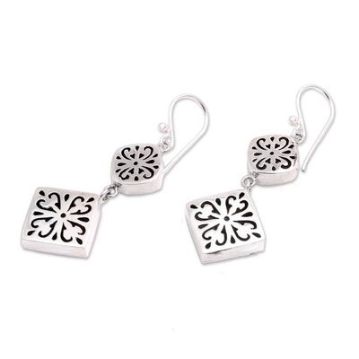 Alternate image for Curl Motif Sterling Silver Dangle Earrings from Bali Royal Curls