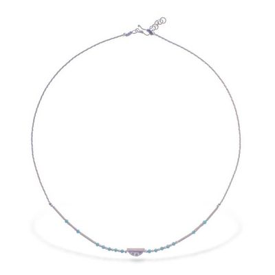 Alternate image for Hill Tribe Silver Reconstituted Turquoise Pendant Necklace Aqua Whispers