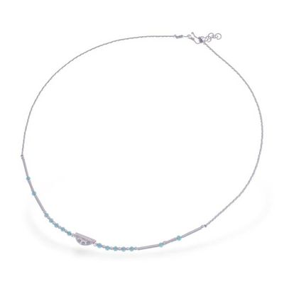 Alternate image for Hill Tribe Silver Reconstituted Turquoise Pendant Necklace Aqua Whispers